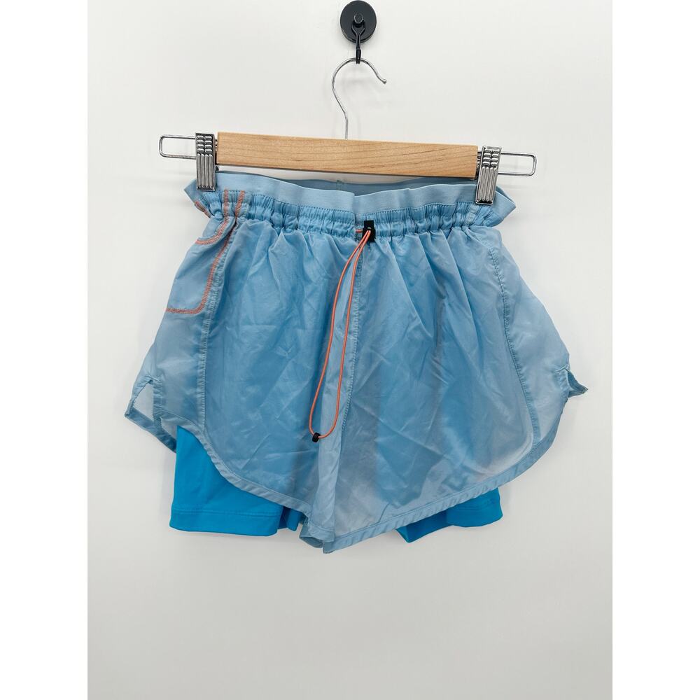 Nike Women’s 2-in-1 Running Shorts XS‎ Blue Compression Liner 535670 Woven Gym